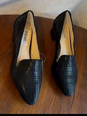 Alex Marie Brenlee Houndstooth Block Heel Loafers Size 6.5 Black NWT